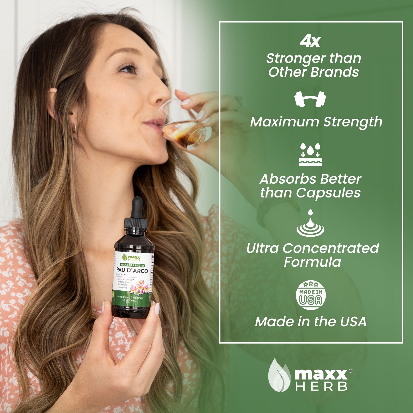 Maxx Herb Pau D’ Arco Extract, Taheebo Tea Inner Bark for Detox & Cleansing, 4oz