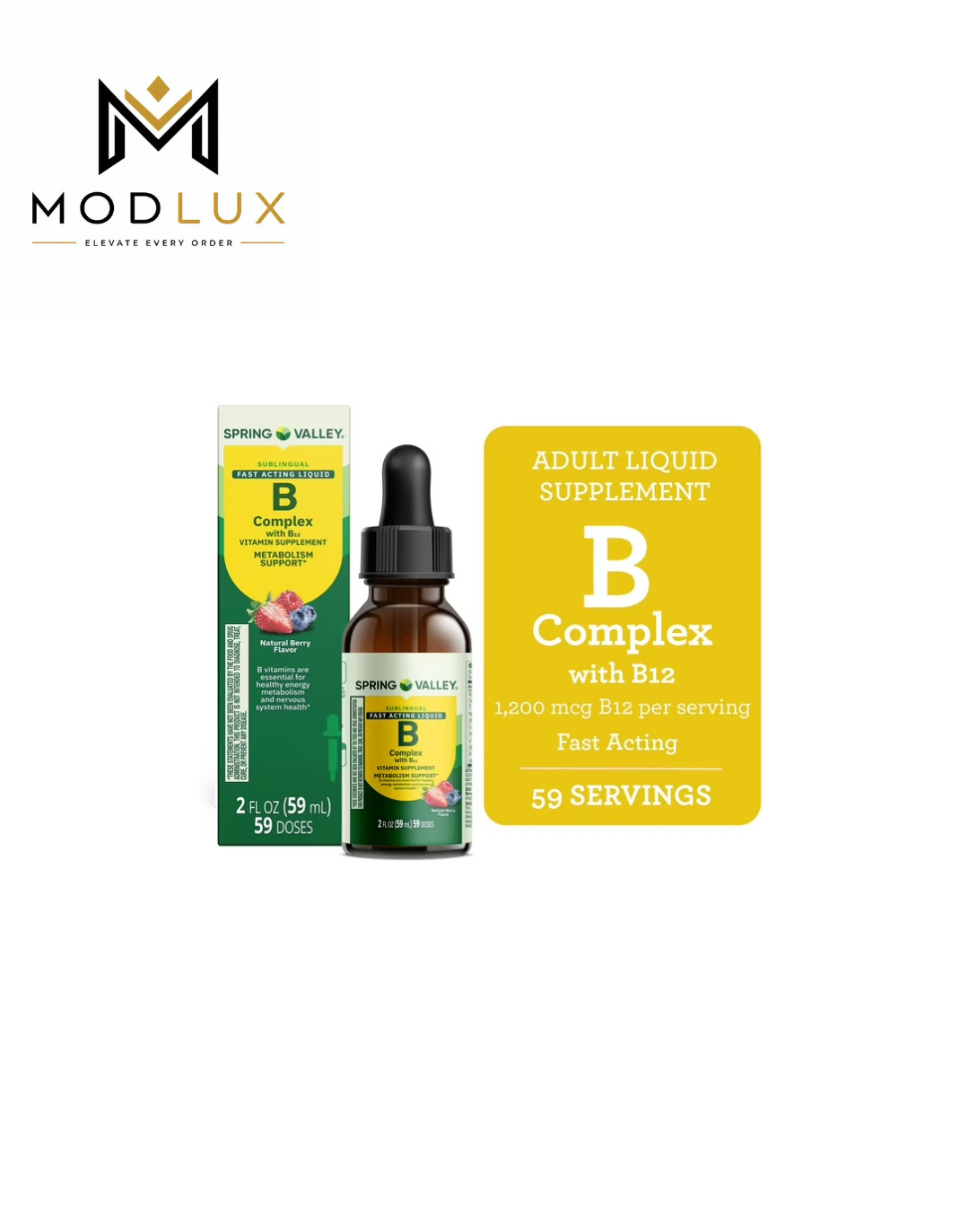 Spring Valley Vitamin B Complex with B12 Berry Flavor Supplement, 2 fl oz
