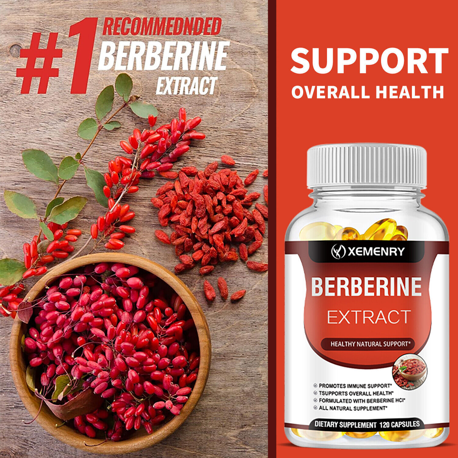 Berberine Extract 1800mg -Anti-inflammatory,Healthy Cholesterol,For Heart Health