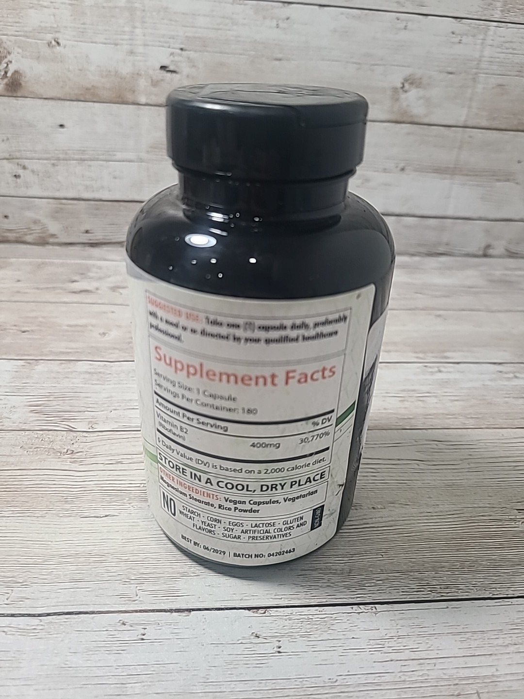 Vitamin B2 400mg | 180 Capsules | Riboflavin | Gluten Free | Made in The USA