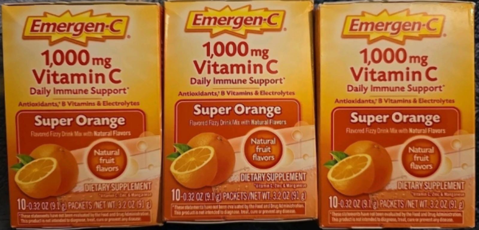 x3 7/27 Emergen-C 1000mg Vitamin C Powder for Daily Immune Support Caffeine Free
