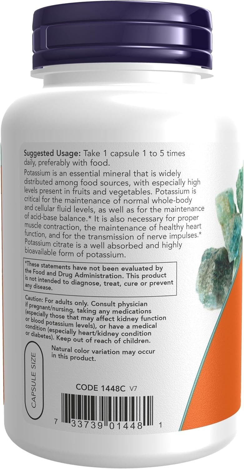 NOW FOODS Potassium Citrate 99 mg 180 Veg Capsules