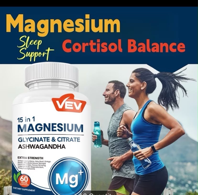 1pk VEV 15-in 1 Magnesium Glycinate Citrate Complex Capsules 60 Counts