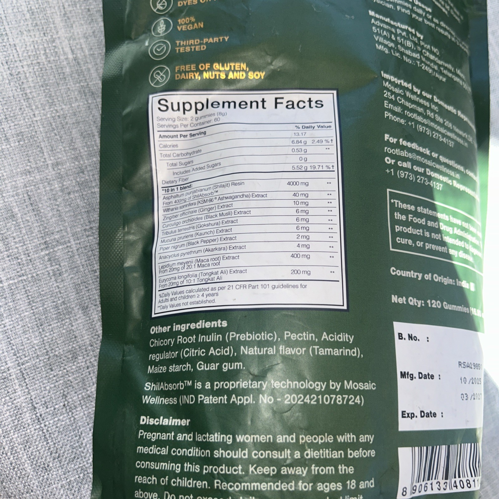 Root Labs 10 In 1 Alpha Gummies 16.93 oz Exp. 3/2027 ~ 120 Gummies