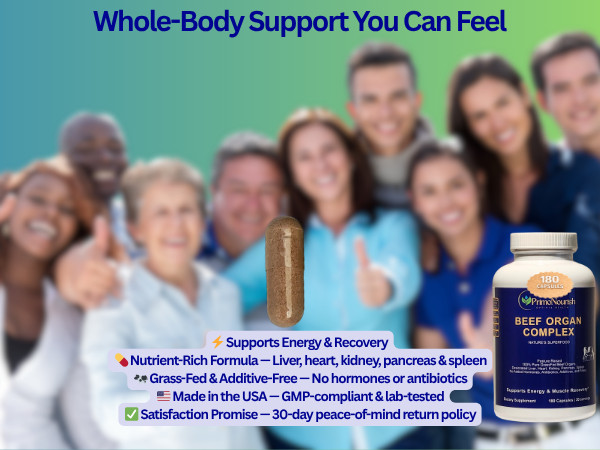 5 Bottles Grass-Fed Beef Organ Complex for Energy & Vitality (Value Pack)