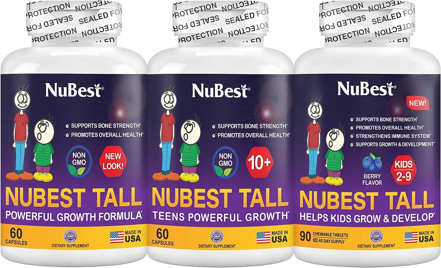 Bundle: NuBest Tall 10+ (10+) & NuBest Tall (5+) & NuBest Tall Kids 90ct (2-9ys)