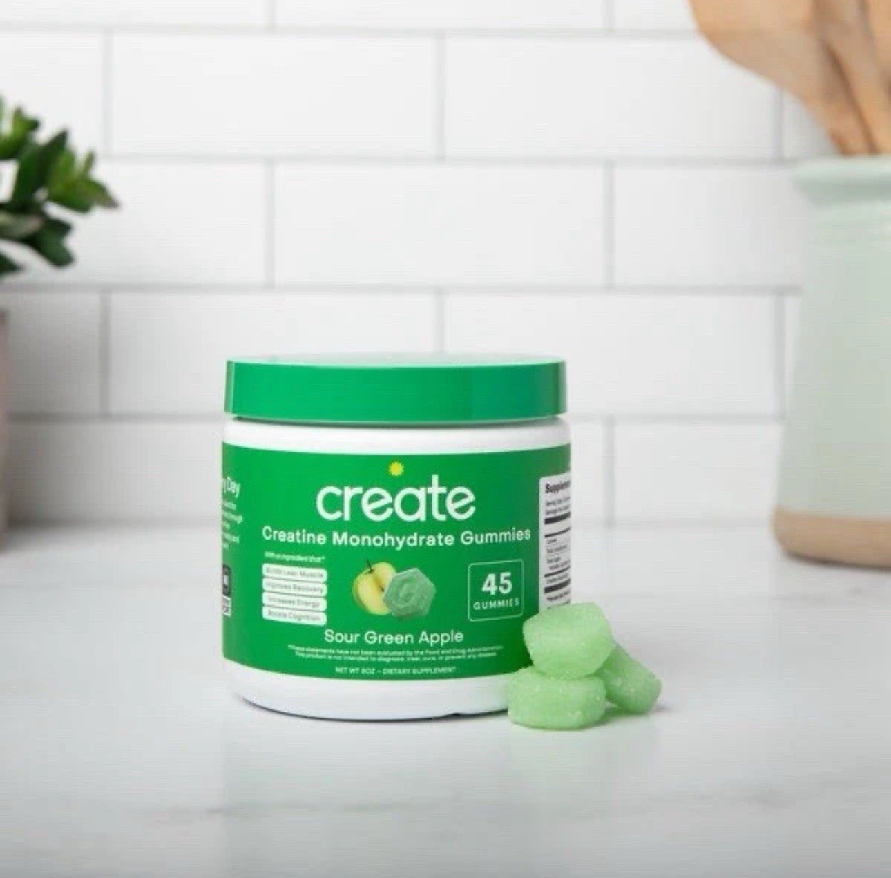 Create Creatine Monohydrate Gummies Sour Green Apple 45 Gummies