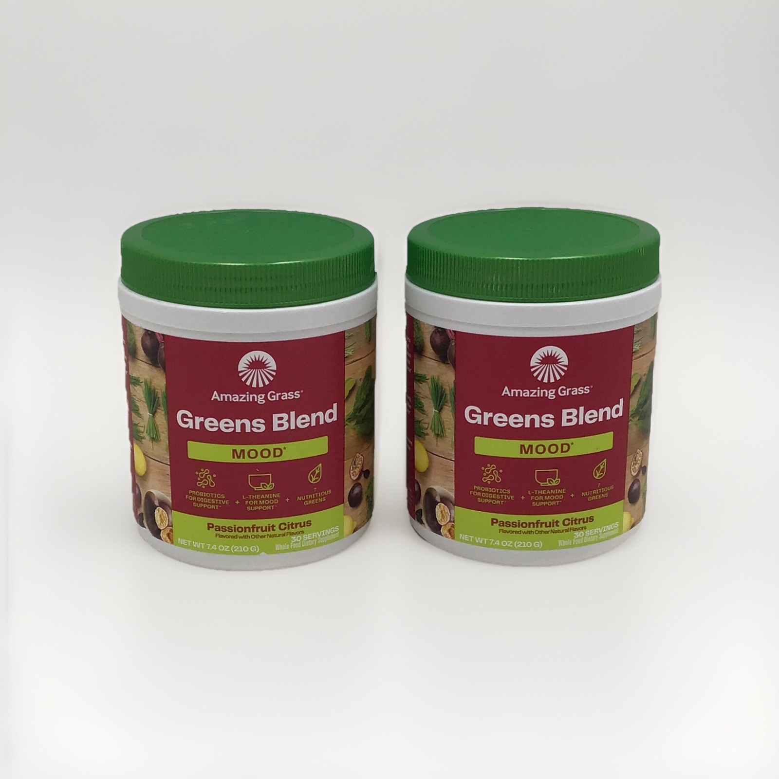 2X AMAZING GRASS GREENS BLEND MOOD PASSIONFRUIT 30 SERVINGS EACH EXP 11/2026