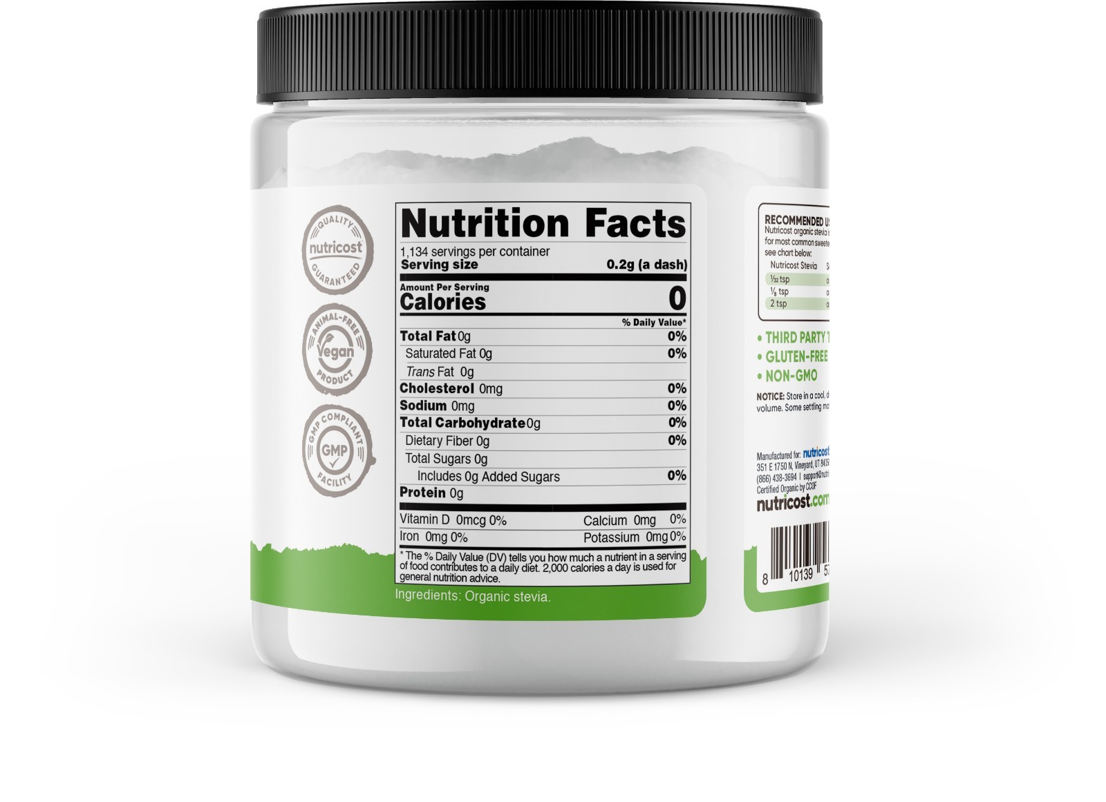 Nutricost Organic Stevia, Natural Sweetener 8 oz – GMO-Free, Gluten-Free