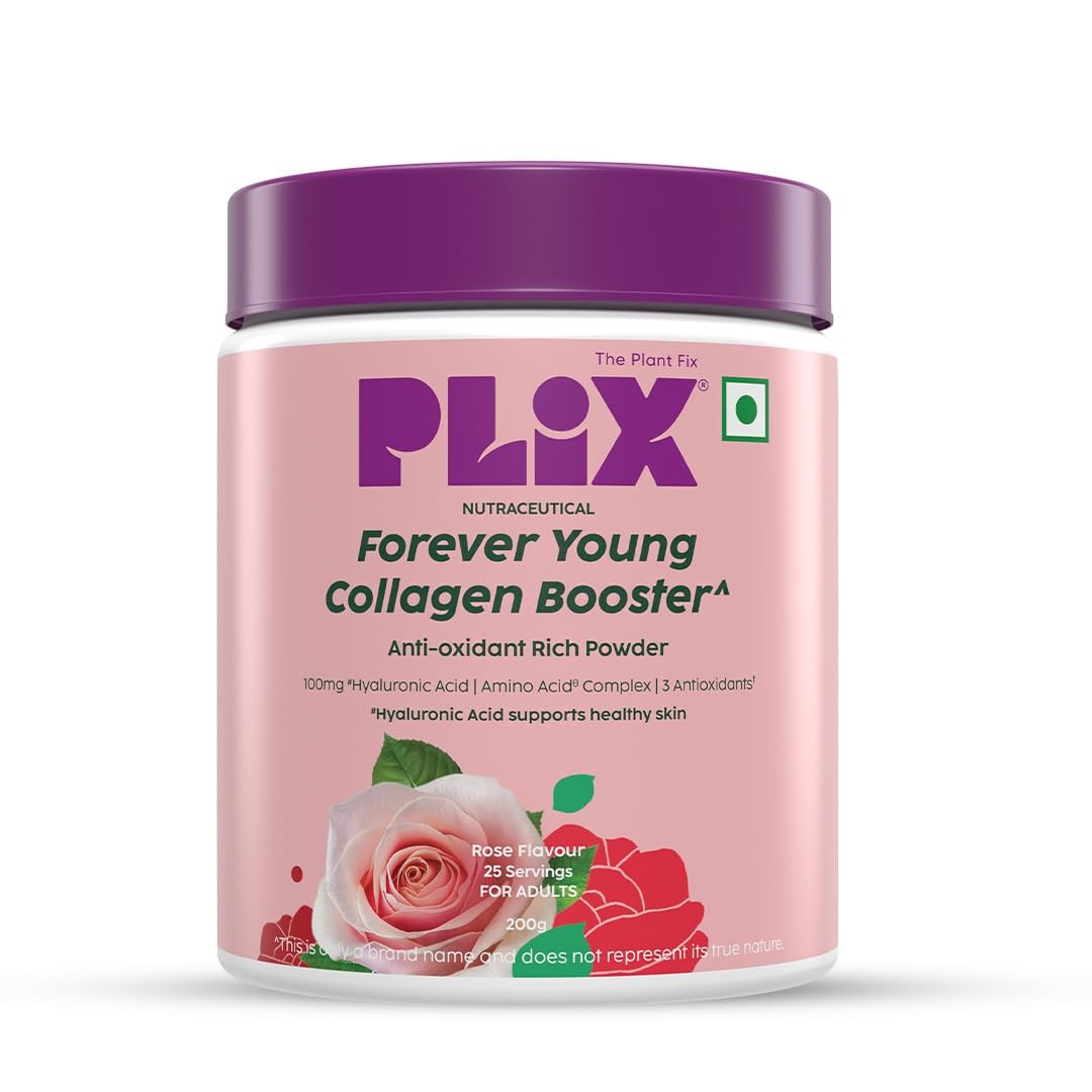 PLIX Collagen Powder For For Youthful & Firm Skin Rose Flavor 200 gms