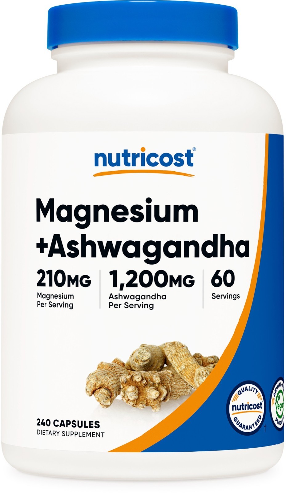 Nutricost Magnesium + Ashwagandha Supplement (1410mg) 240 Capsules – 60 Servings