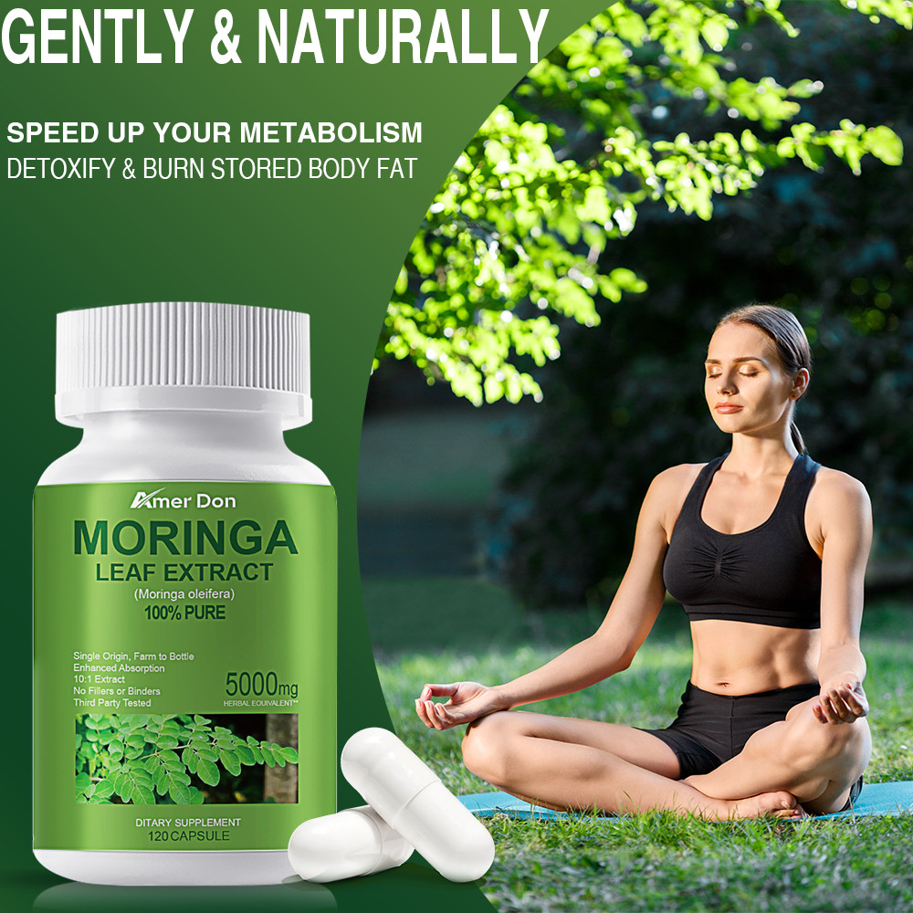 120 Capsules Moringa Oleifera Leaf Powder 5000mg – Organic Herbal Extract