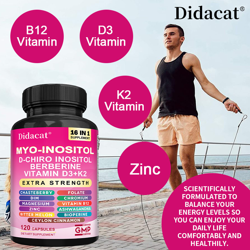 2-Pack Zoyava Myo-Inositol & D-Chiro Inositol 16-in-1 Berberine D3 Support 180ct