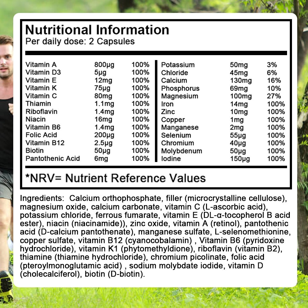 Multivitamins Minerals Capsules Improve Energy Vitality Boost Immunity 120 Pills