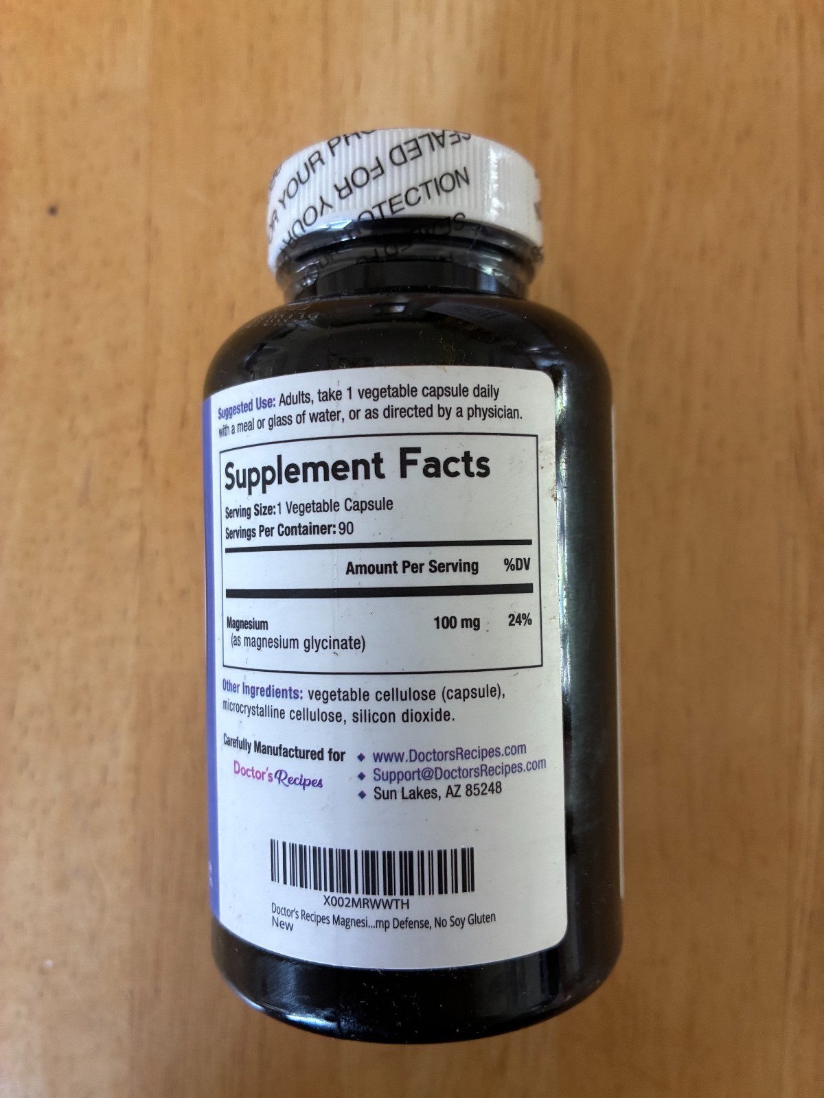 Doctor’s Recipes Magnesium Glycinate Supplement for Men & Women 100mg 90 Capsule