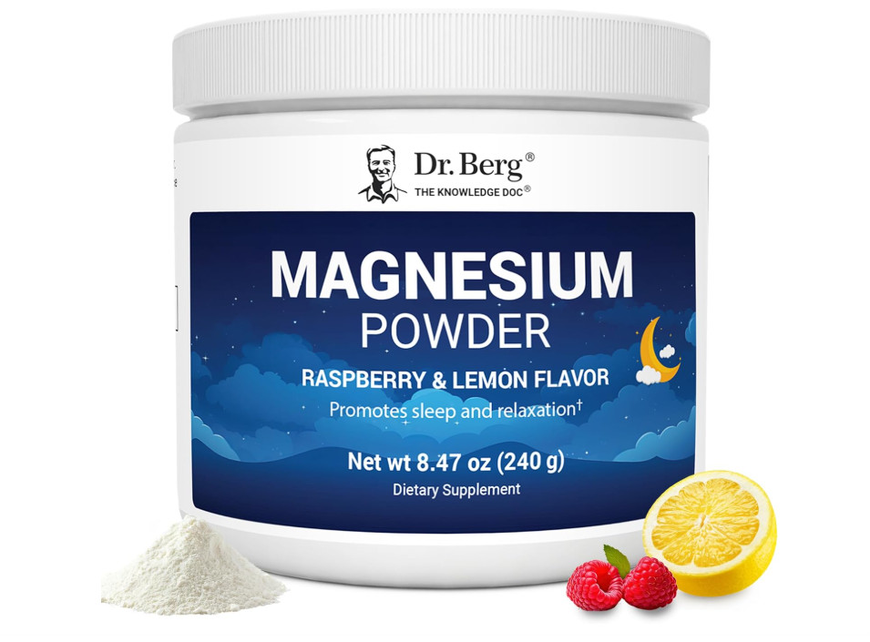 Dr. Berg Magnesium Glycinate Powder, Raspberry Lemon, 50 Servings