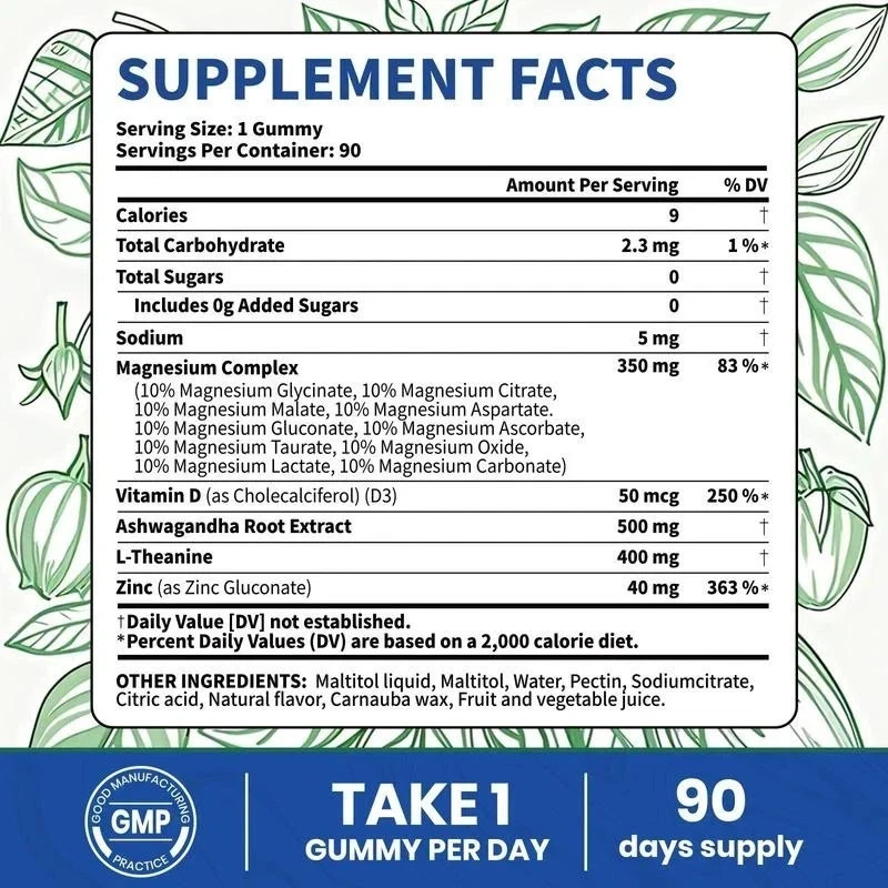 VEV 14-in-1 Magnesium Gummies – with Ashwagandha, L-Theanine, Vitamin D3 & Zinc-