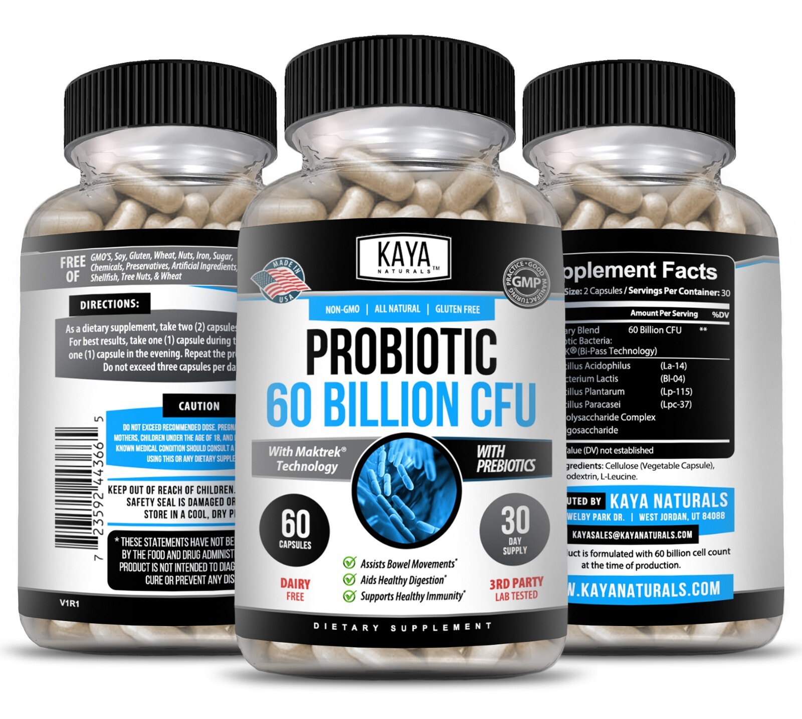 Probiotic 60 Billion with Prebiotics, Immune Function, Healthy Digestion 60 Ct