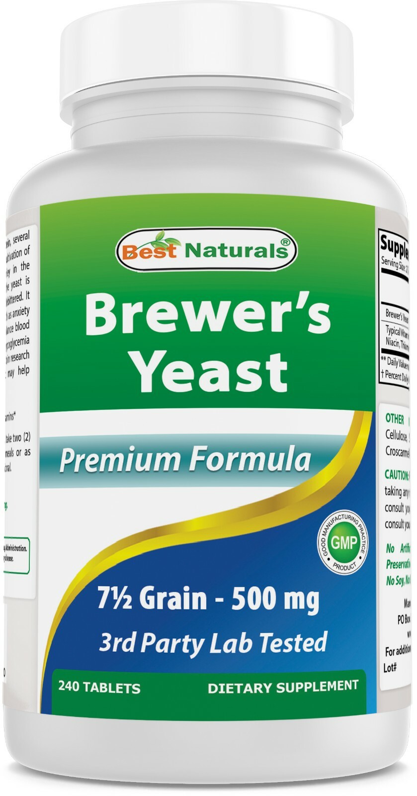 Best Naturals Brewers Yeast 7-1/2 Grains 500 mg 240 Tablets