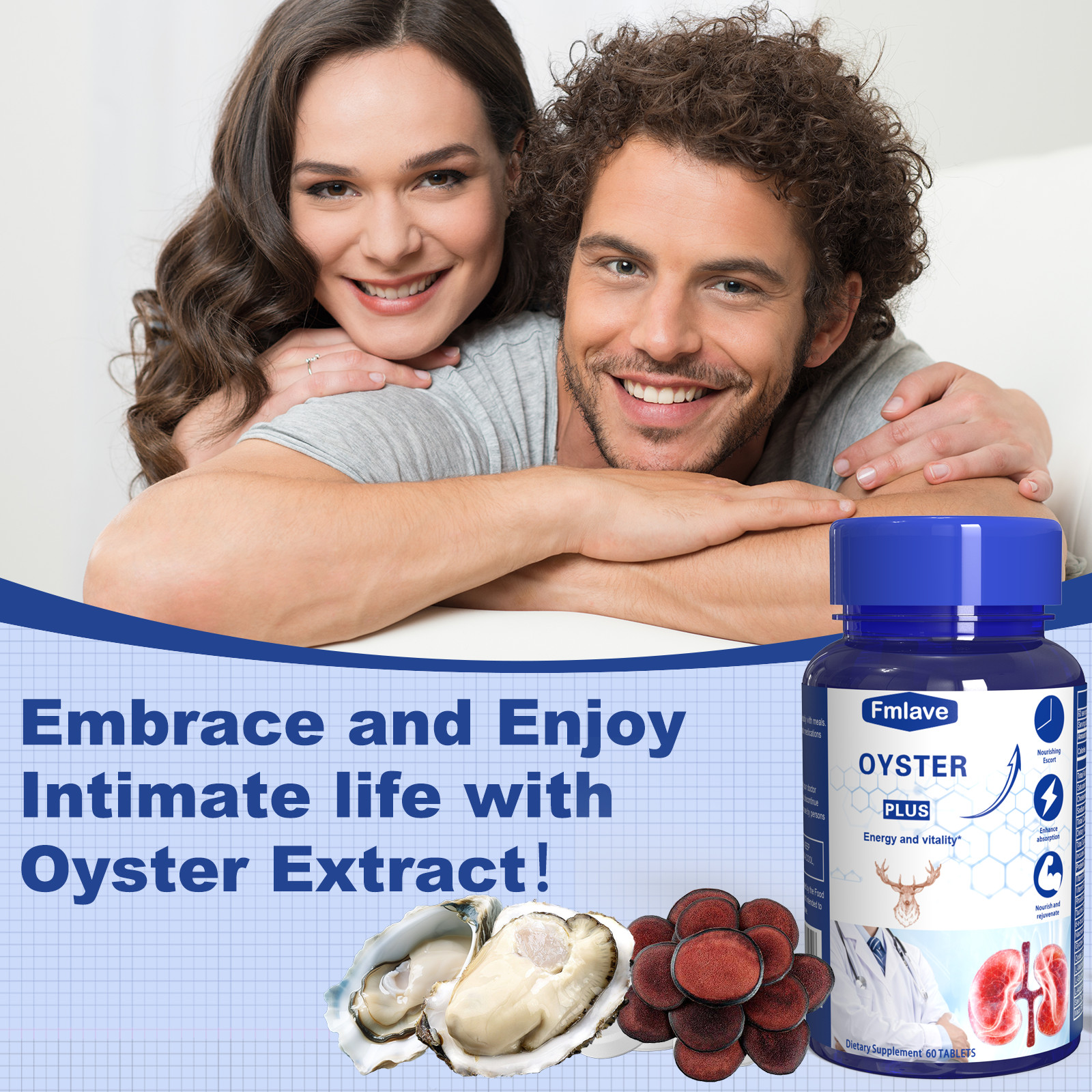 Men’s Vitality Supplement 60 Tablets Oyster Extract Mens Energy & Immune Support