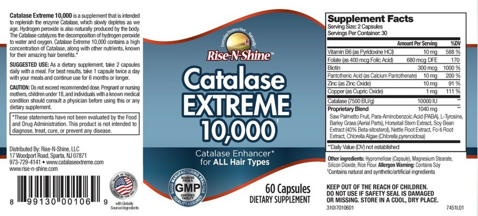 CATALASE EXTREME 10,000 – Buy 2 Get One FREE (3 Pack) Rise-N-Shine