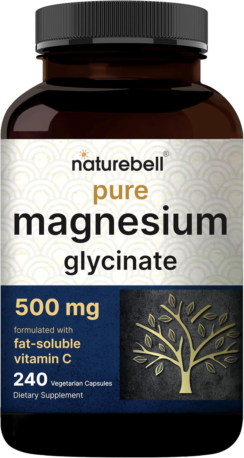 NatureBell Magnesium Glycinate Capsules 500mg | 240 Count (Pack of 1)