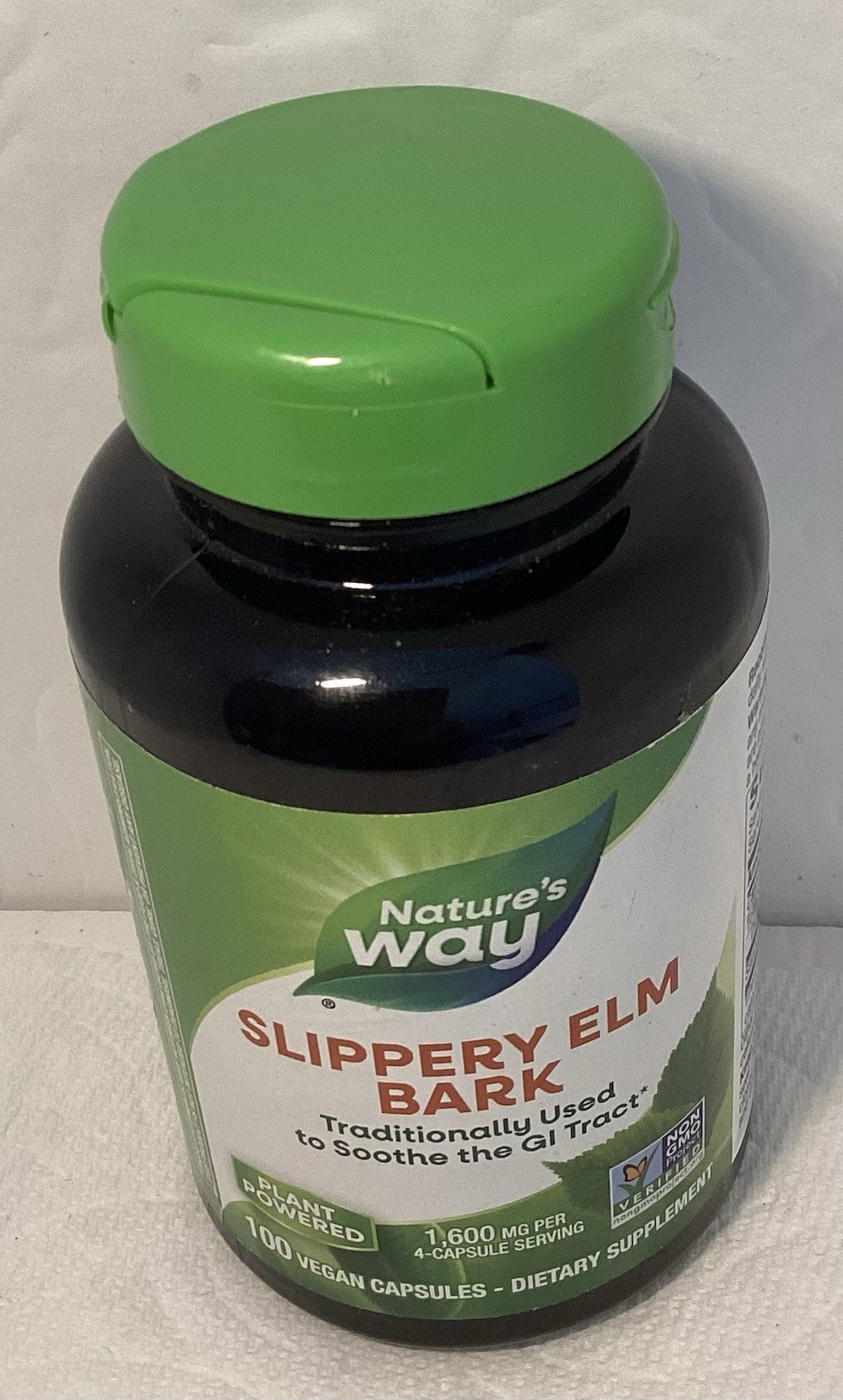 Natures Wax Slipery Elm Bark 1600mg- 100vegetarian Capsules Exp03/29