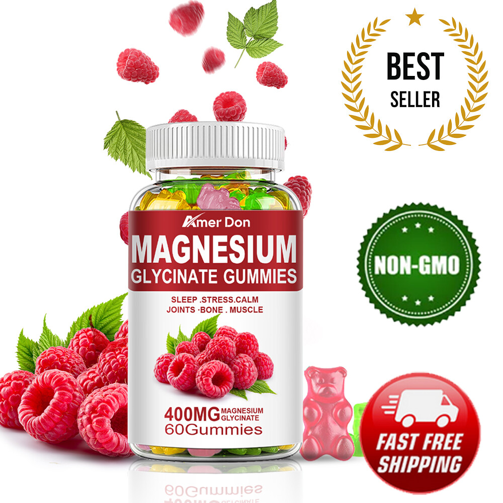 Magnesium Glycinate Vit D3 60 Vegan Gummies Raspberry Flavour Adults Kids (5+)