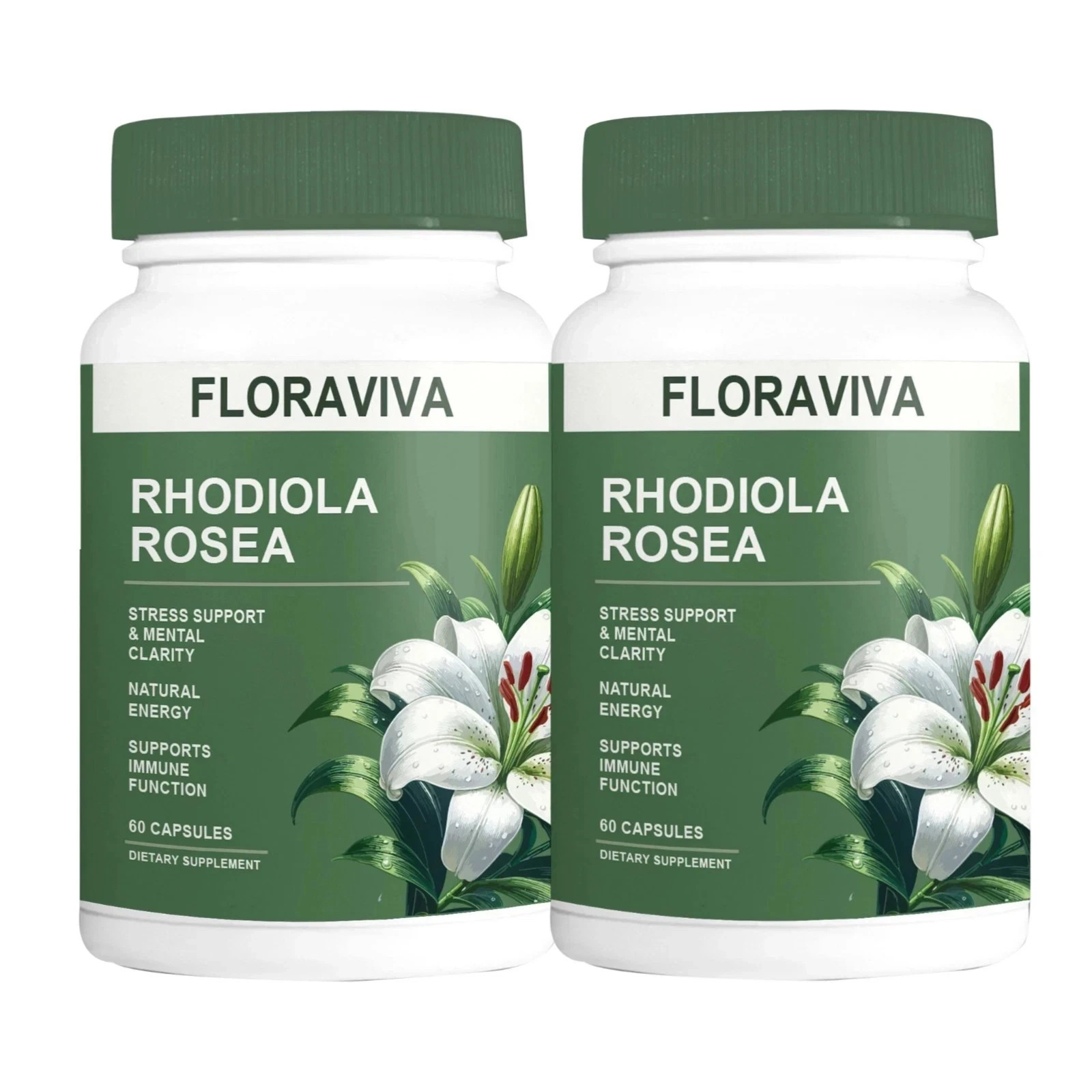 Floraviva Rhodiola Rosea Capsules Designed for Stress Relief & Energy,Non-GMO