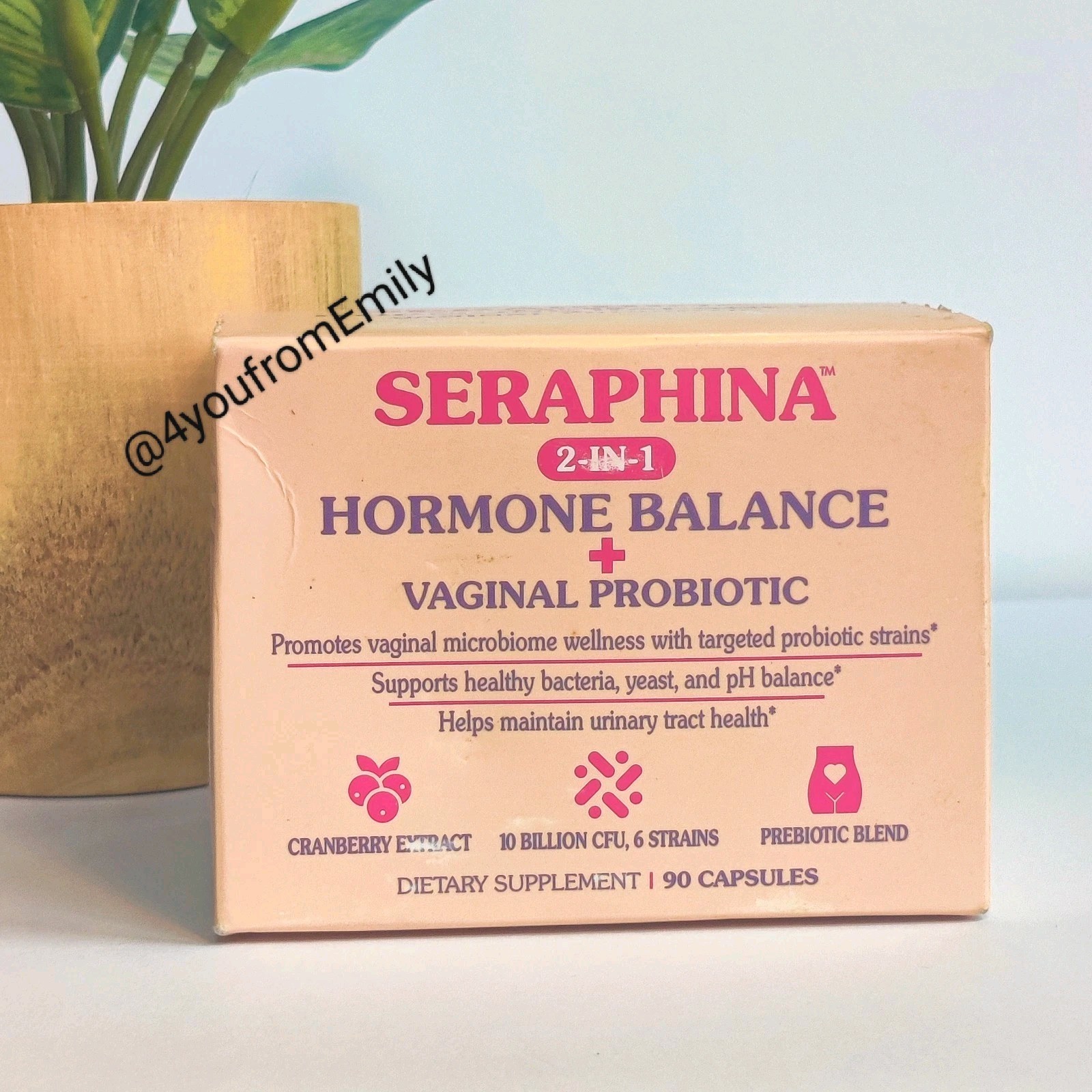 Seraphina 2 in 1 Hormone Balance + Vaginal Probiotic 90 Capsules – 04/2027 NIB