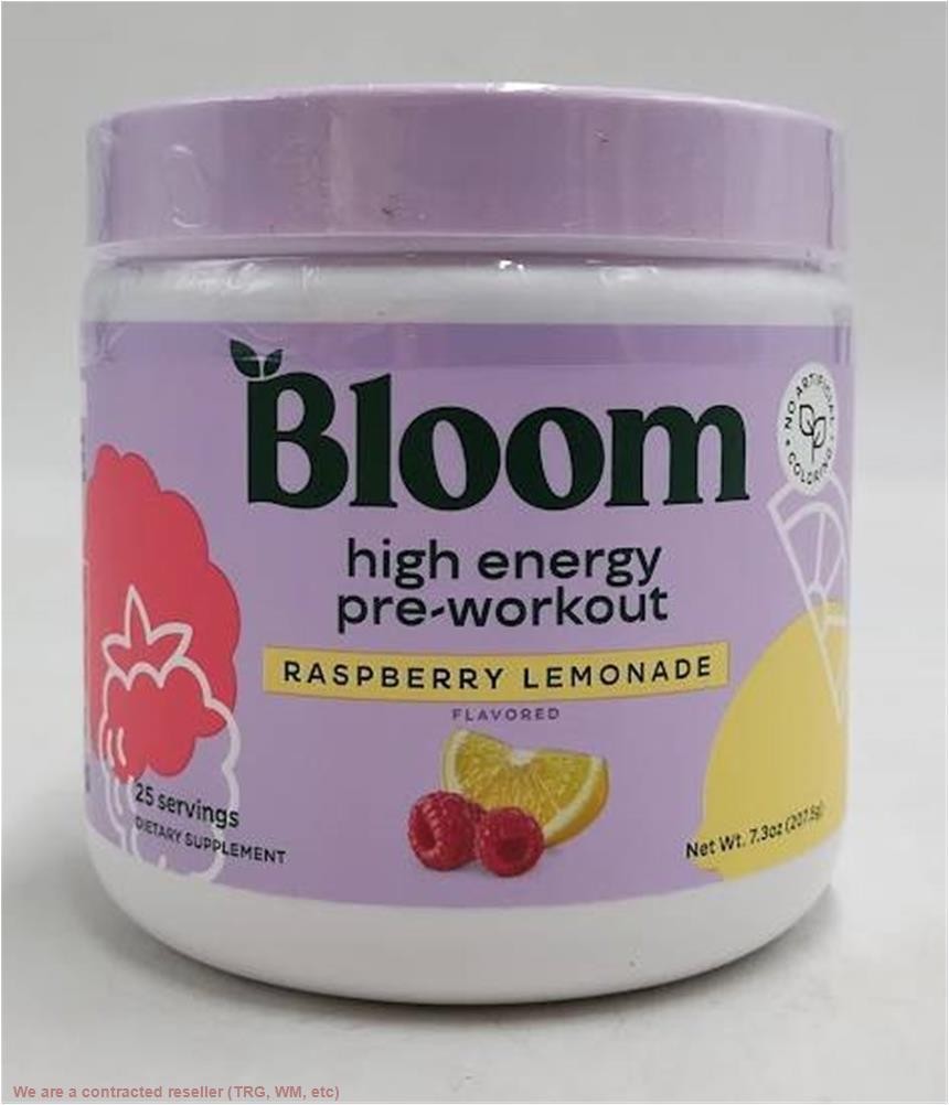 BLOOM NUTRITION High Energy Pre-Workout Raspberry Lemonade EXP: 01/2028