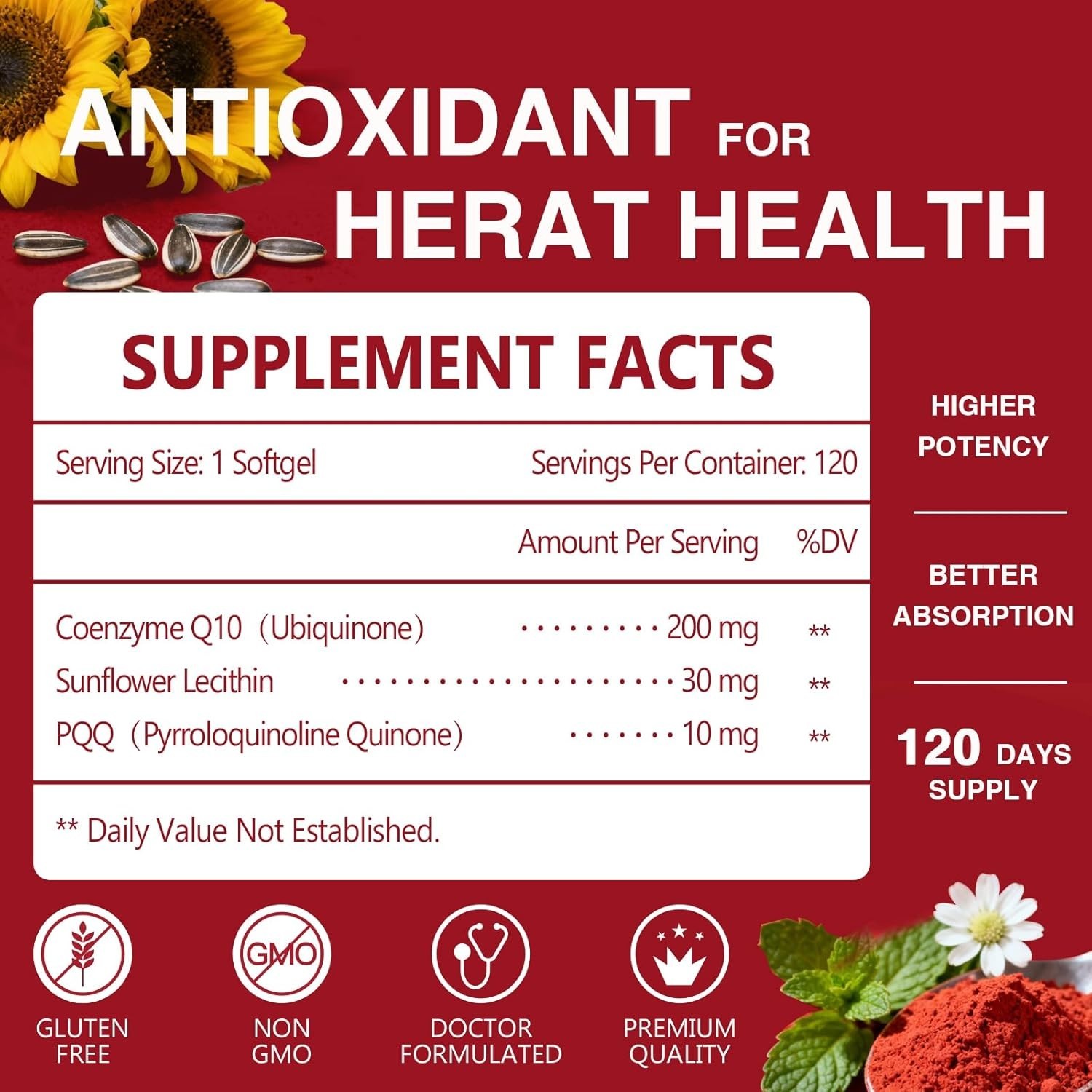 High-Potency CoQ10 200mg Softgels with PQQ & Olive Oil for Heart & Cell Support