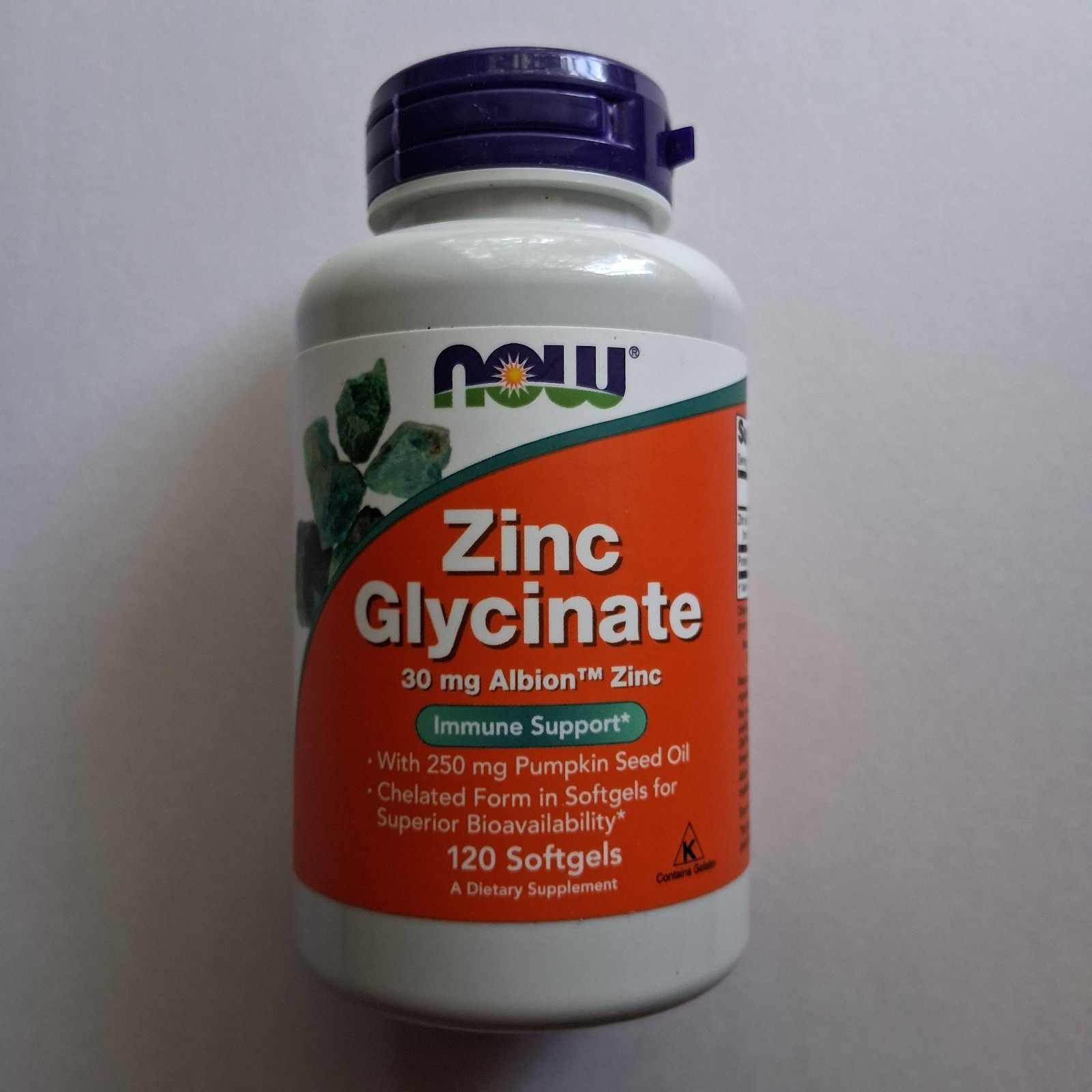 NOW Foods Zinc Glycinate, Immune Support 120 Softgels ~ Exp 04/2030