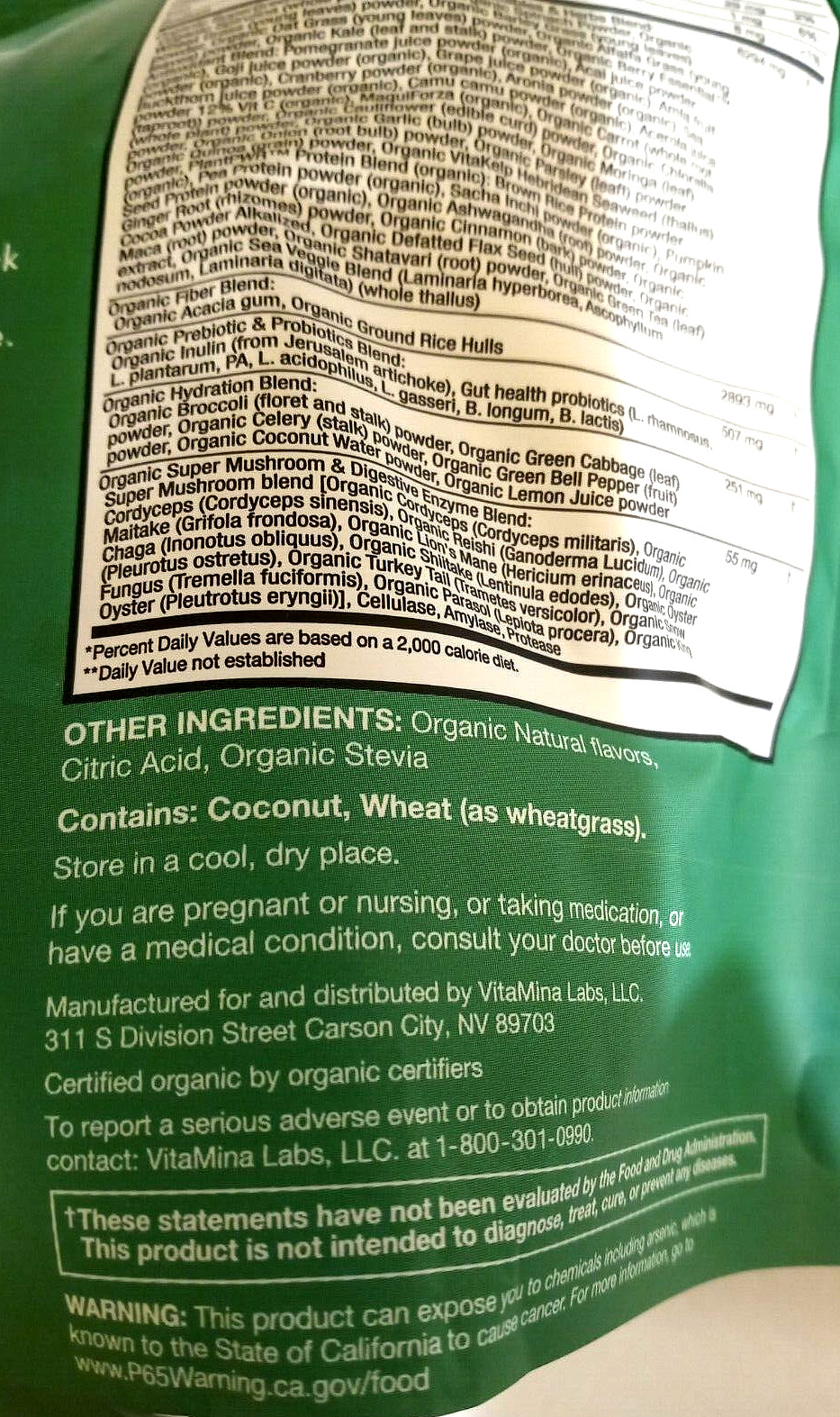 Zena Greens Organic Supergreens Fruits & Vegetables Powder 45 Packs EXP 03/2026