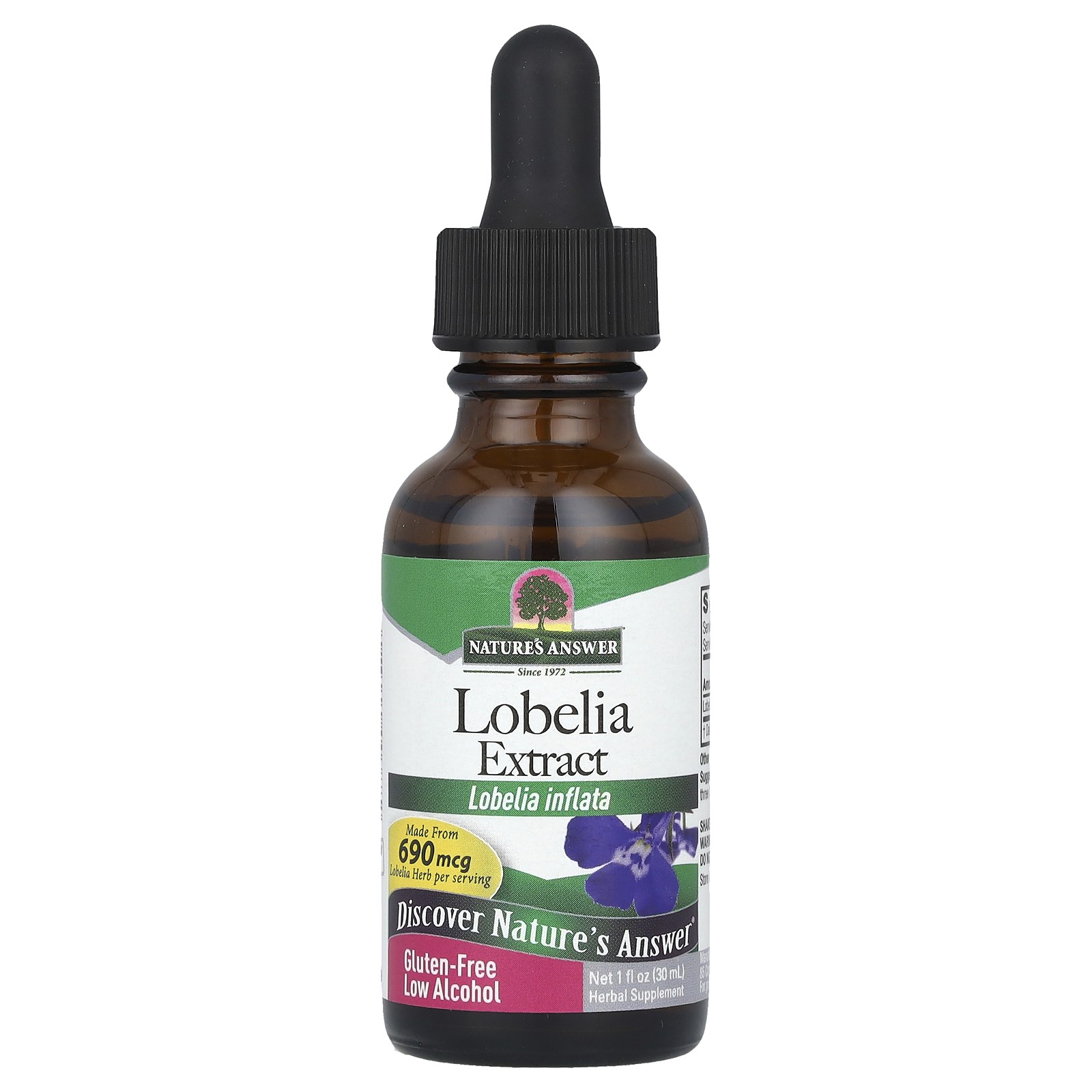 Nature s Answer Lobelia 240 mg 1 fl oz 30 ml Gluten-Free, GMP Quality Assured,
