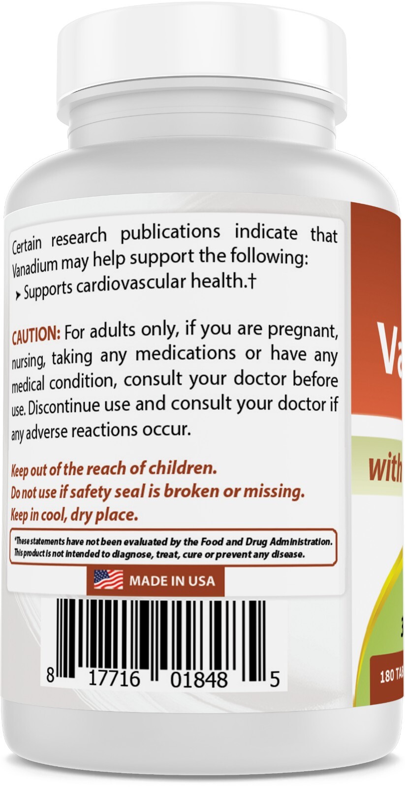 Best Naturals Vanadium with Chromium 2mg 180 Tablets