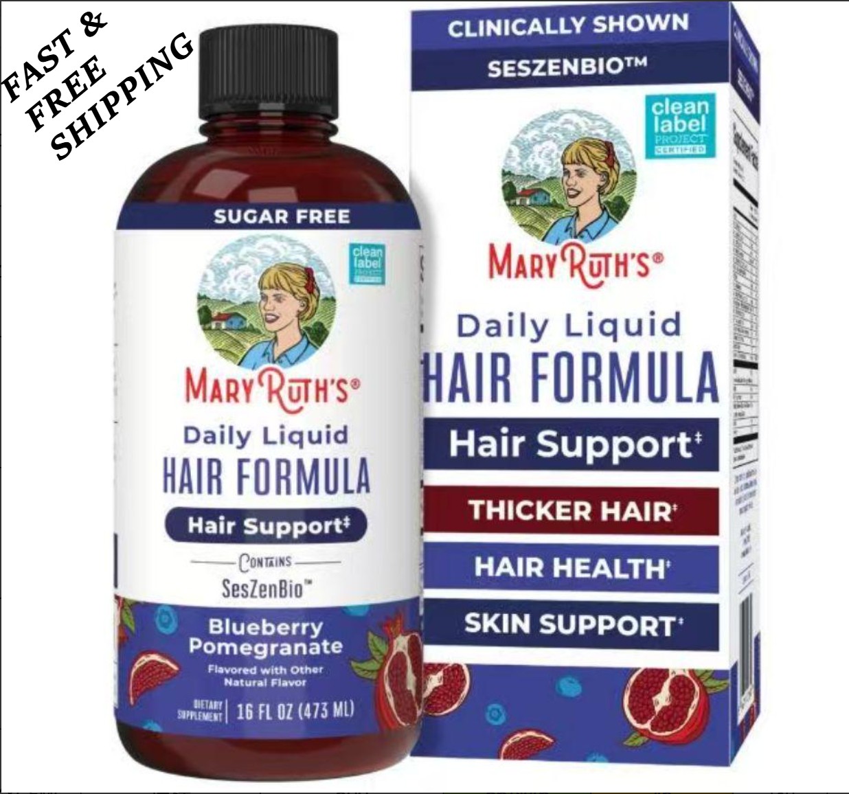 1-3 PCS MaryRuth’s Daily Liquid Hair Formula Blueberry Pomegranate Hair Support