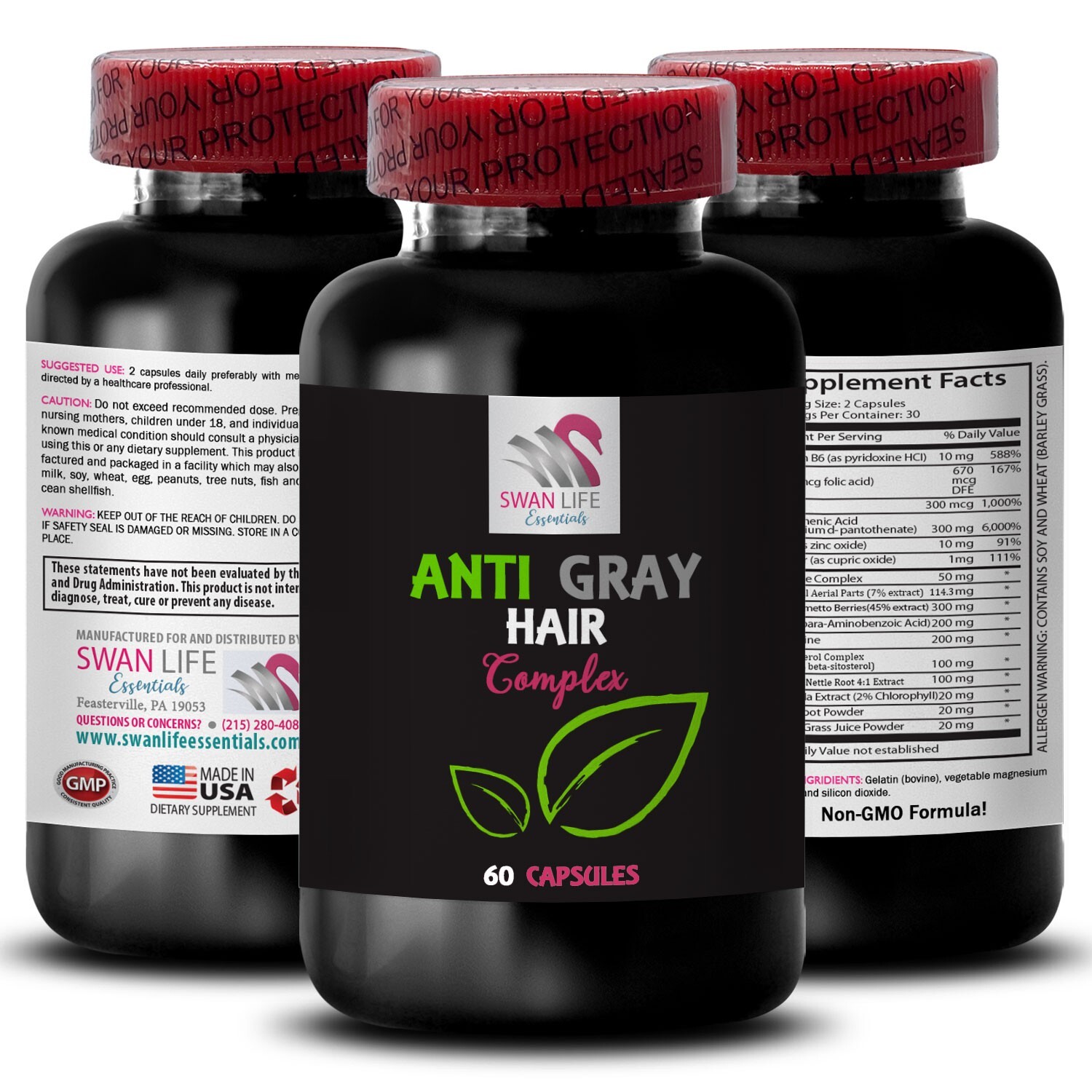 Nourishing Complex – ANTI GRAY HAIR COMPLEX – Biotin Blend 3 Bottles 180 Capsule