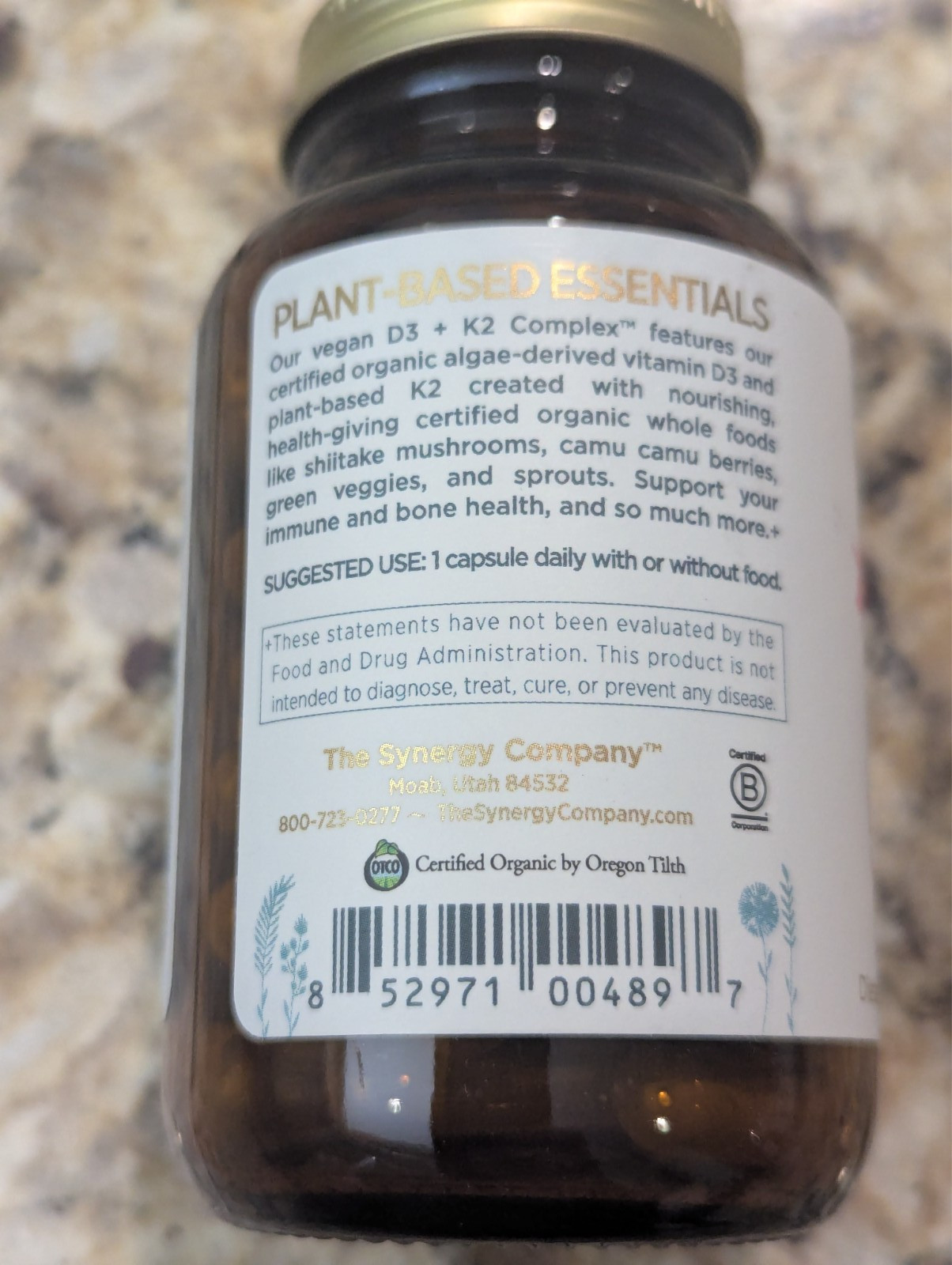 Pure Synergy Vitamin D3 + K2 Complex 60 capsules exp: 08/2027