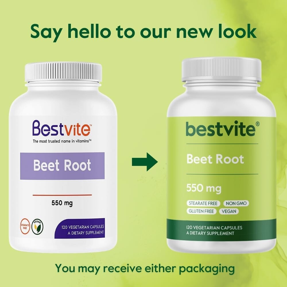 Beet Root 550mg (120 Vegetarian Capsules) – No Fillers – Vegan – Non-GMO
