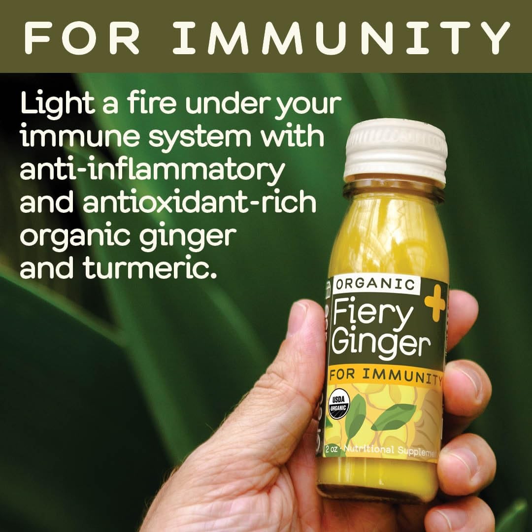Juice Organic Fiery Ginger Wellness Shots 12-Count 60ml Glass Bottles, Vegan