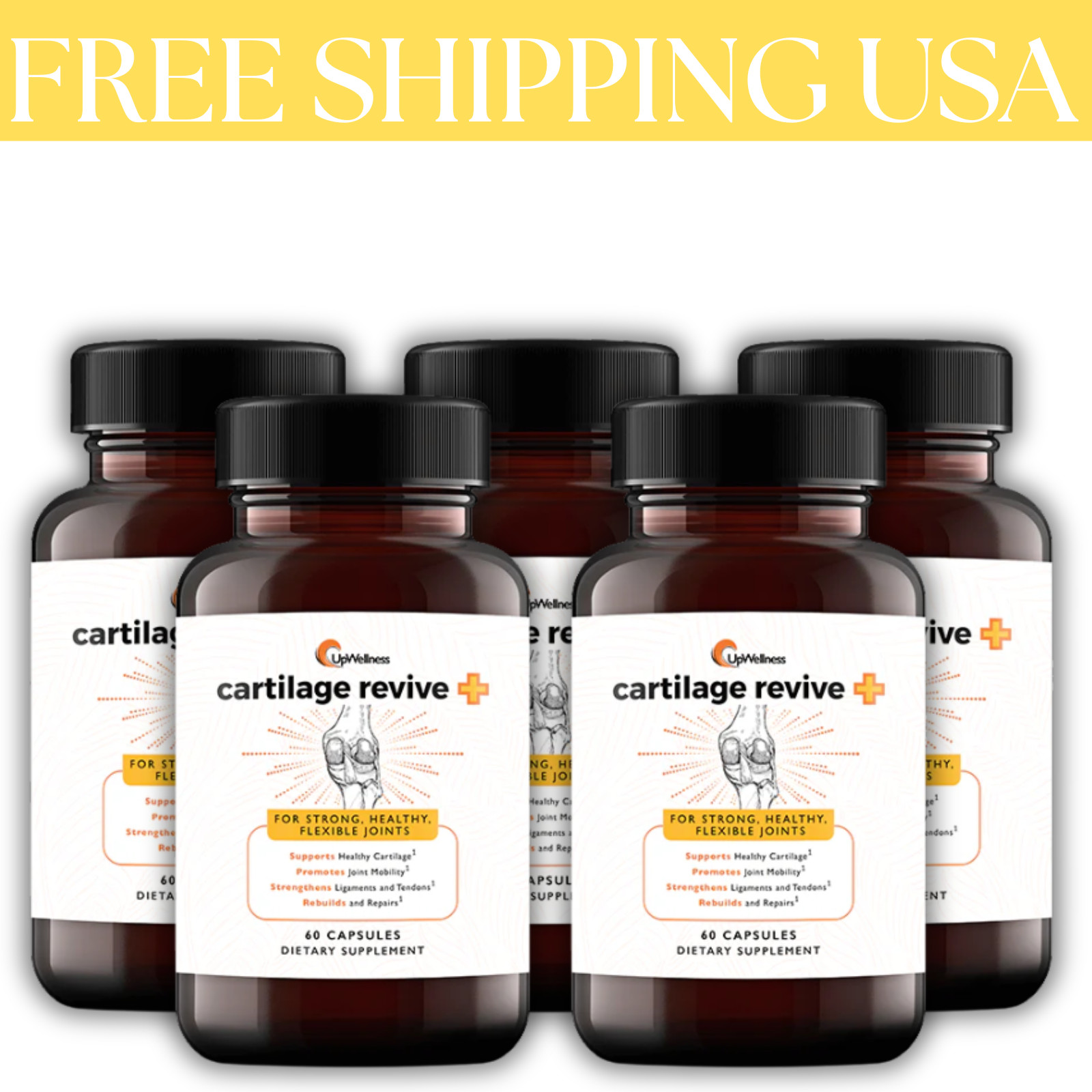 UpWellness (5Pack) Cartilage Revive + Joint Support Supplement for Men and Women