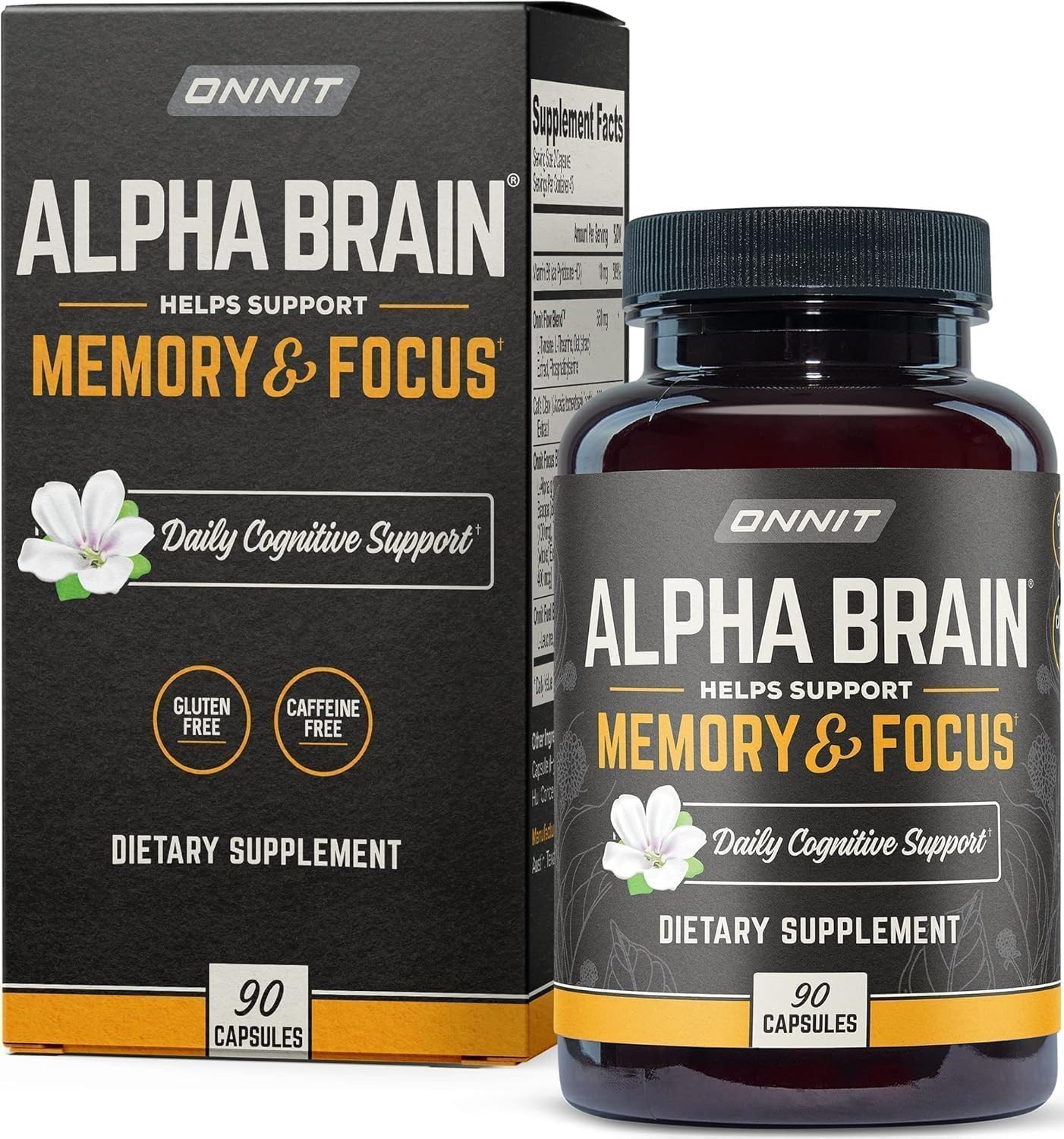 OnnitLabs Alpha Brain 90 Capsules Help Support Memory Increase Focus Cognition