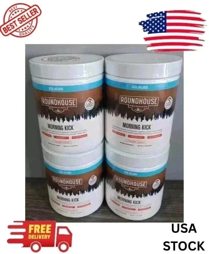 (4Pack)Roundhouse Morning Kick Supplement-Degestive Powder-StrawberryNew