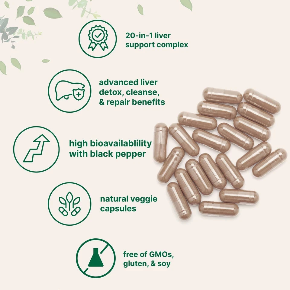 Liver Detox, 240 Veggie Capsules|20-in-1 Enhanced Complex Liver Cleanse & Repair