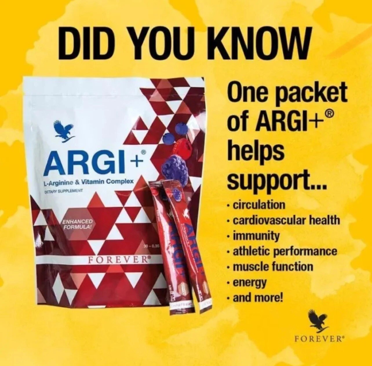 Forever Living ARGI+ with L-Arginine & Vitamins complex. KOSHER/HALAL-30 sachets