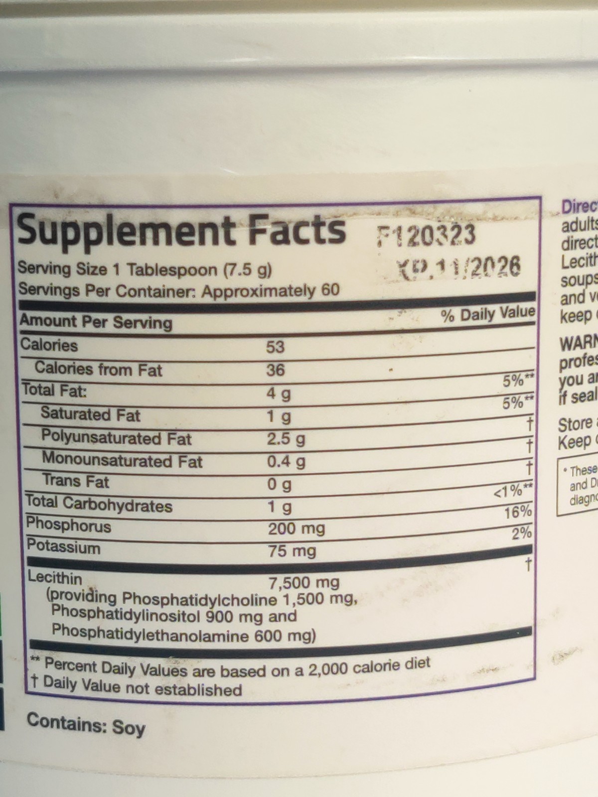 Bronson Lecithin Granules (Powder) 7500 MG BRAIN SUPPORT 1 Lb – Exp 11/26 Read