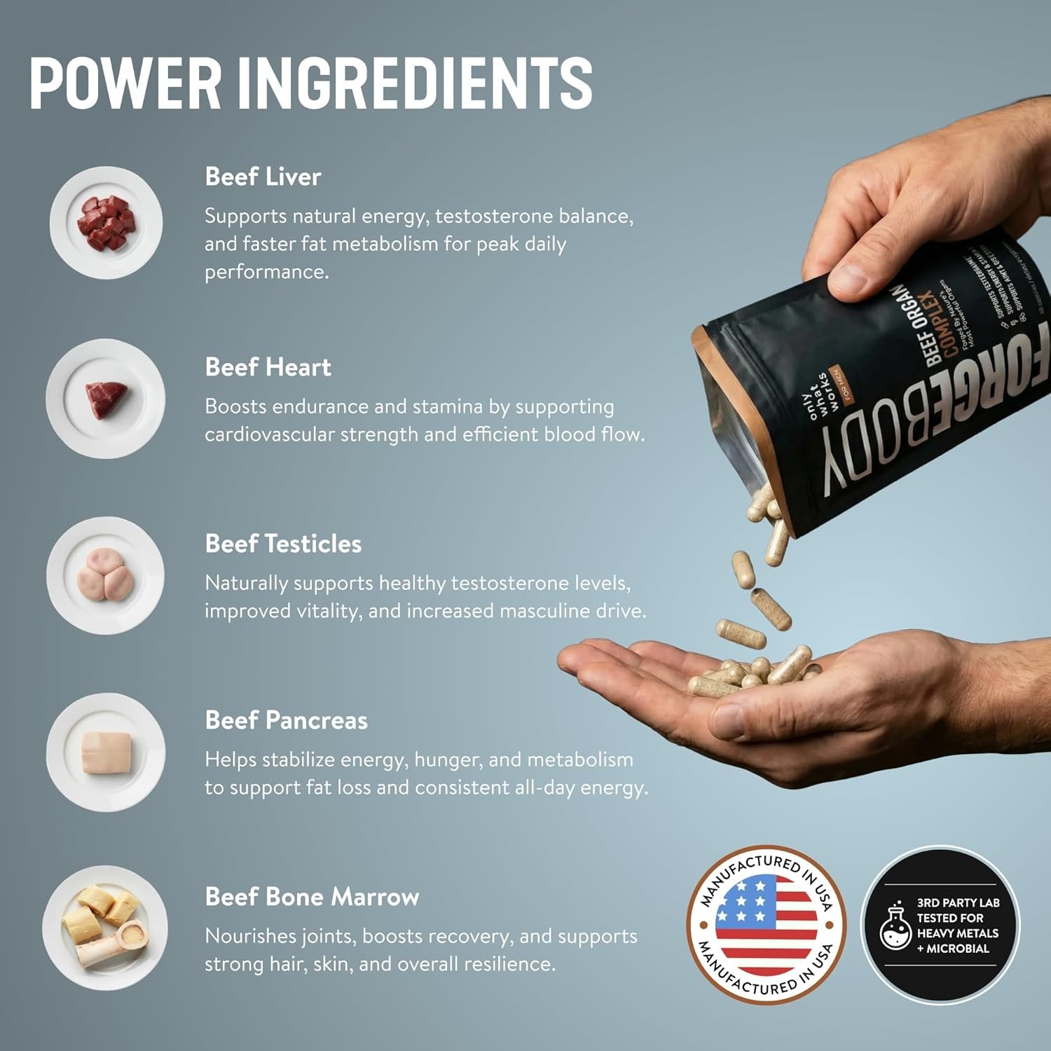 FORGEBODY® Beef Organ Complex Capsules 1 Month – 100% Grass Fed Organ Supplement