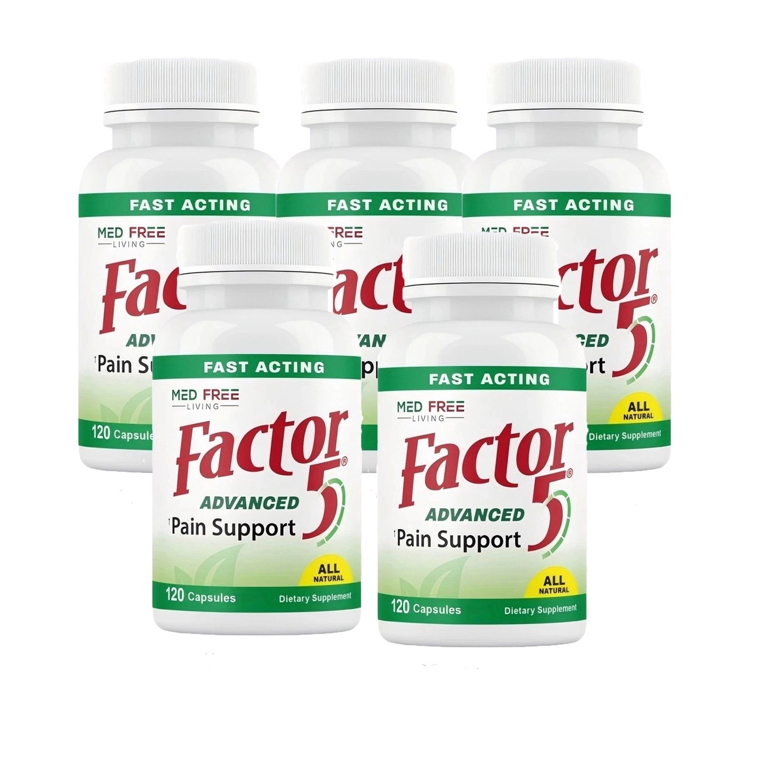 5pack Med Free of Living Factor 5 Organic Joint & Muscle Supports Complex 120