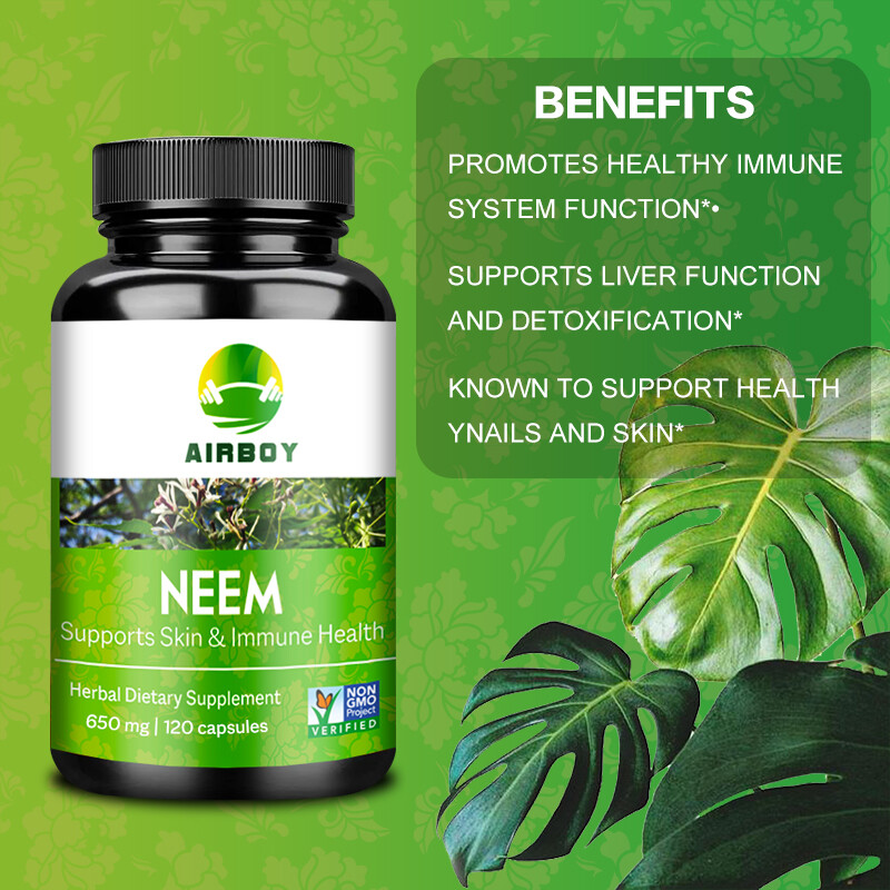 120pcs Neem Capsules (Azadirachta indica) – Organic, Immune Support,Liver Health